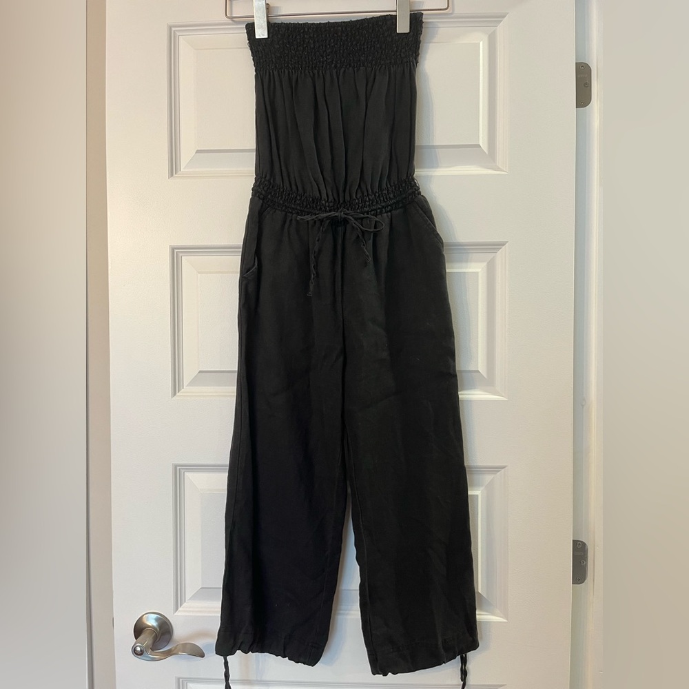 RW&CO. Black Strapless Jumpsuit